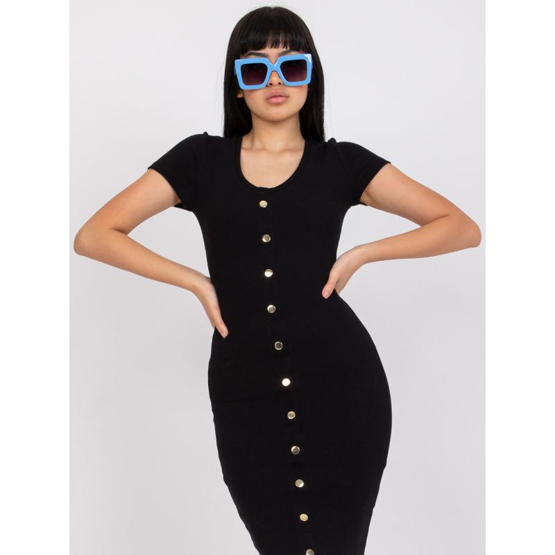 Dámske pruhované šaty RUE PARIS čierne