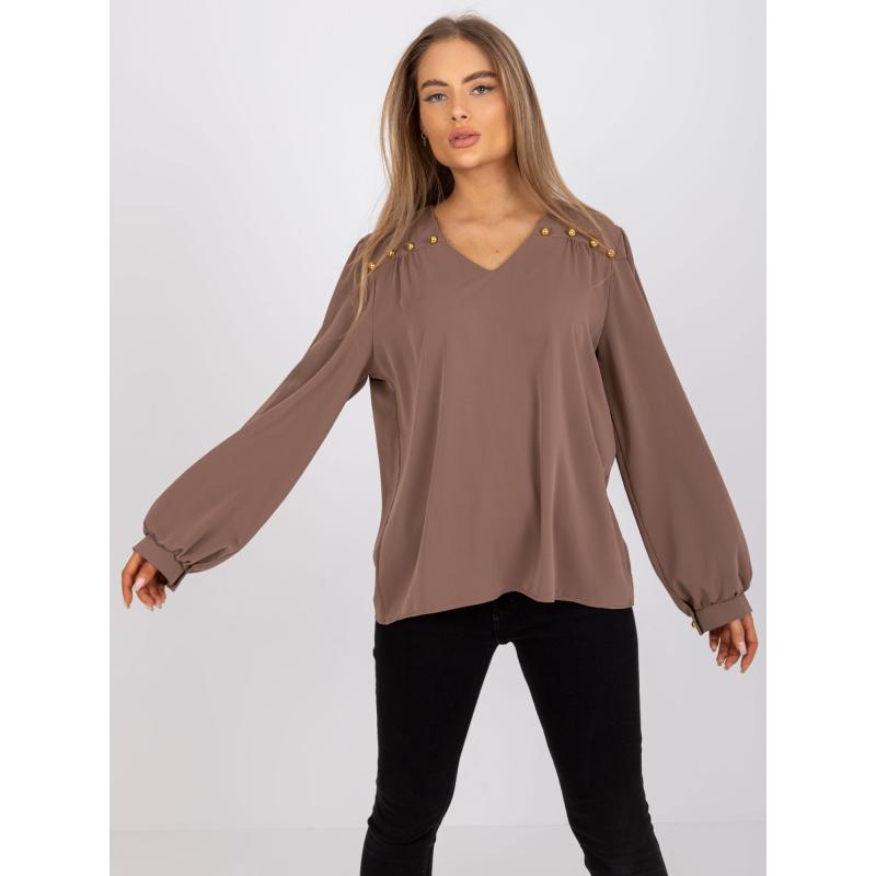 Dámská halenka s volnými rukávy společenská SPOLI tmavě béžová 