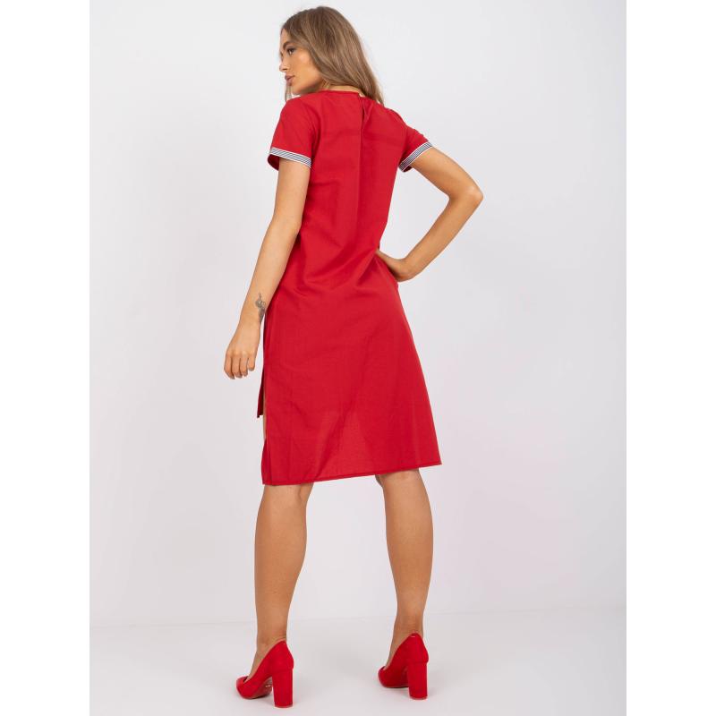Női hétköznapi ruha aszimmetrikus piros pamutból