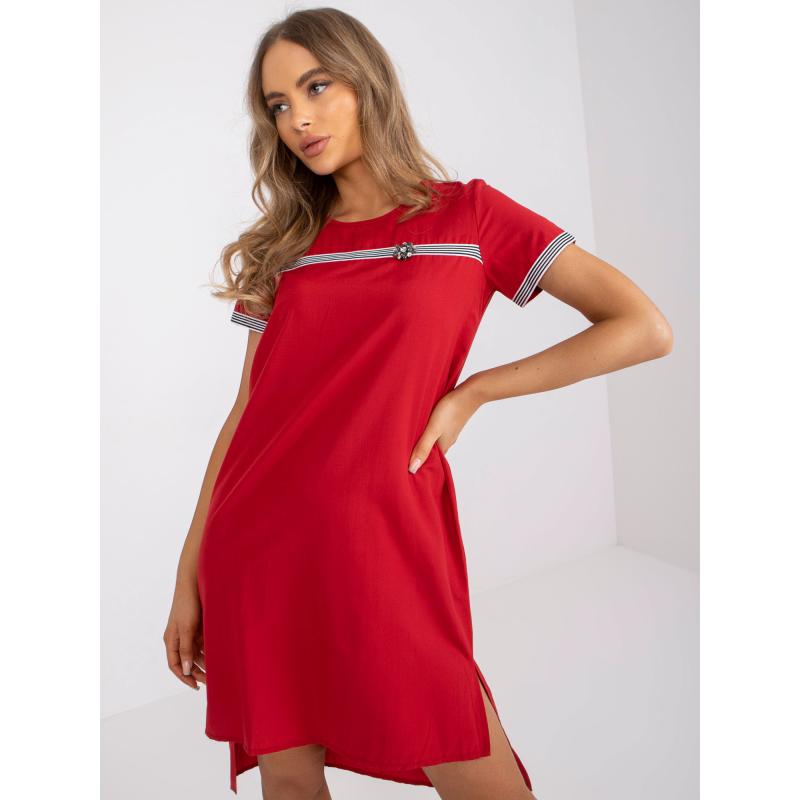 Női hétköznapi ruha aszimmetrikus piros pamutból