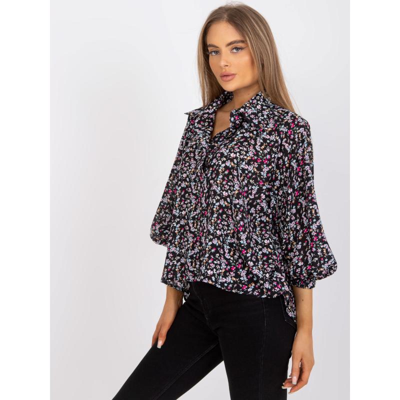 Női laza szabású blúz ZULUNA fekete nyomtatással