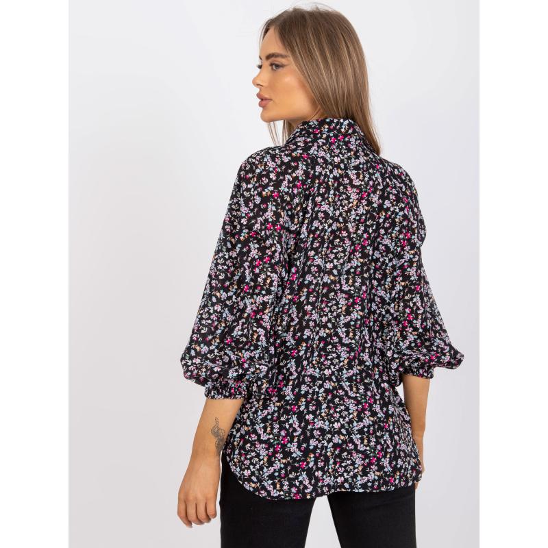 Női laza szabású blúz ZULUNA fekete nyomtatással