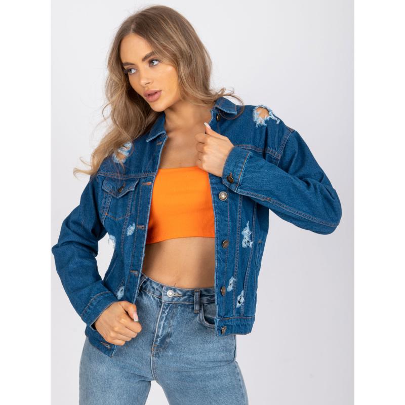 Dámská bunda s dírami džínová RUE PARIS modrá  