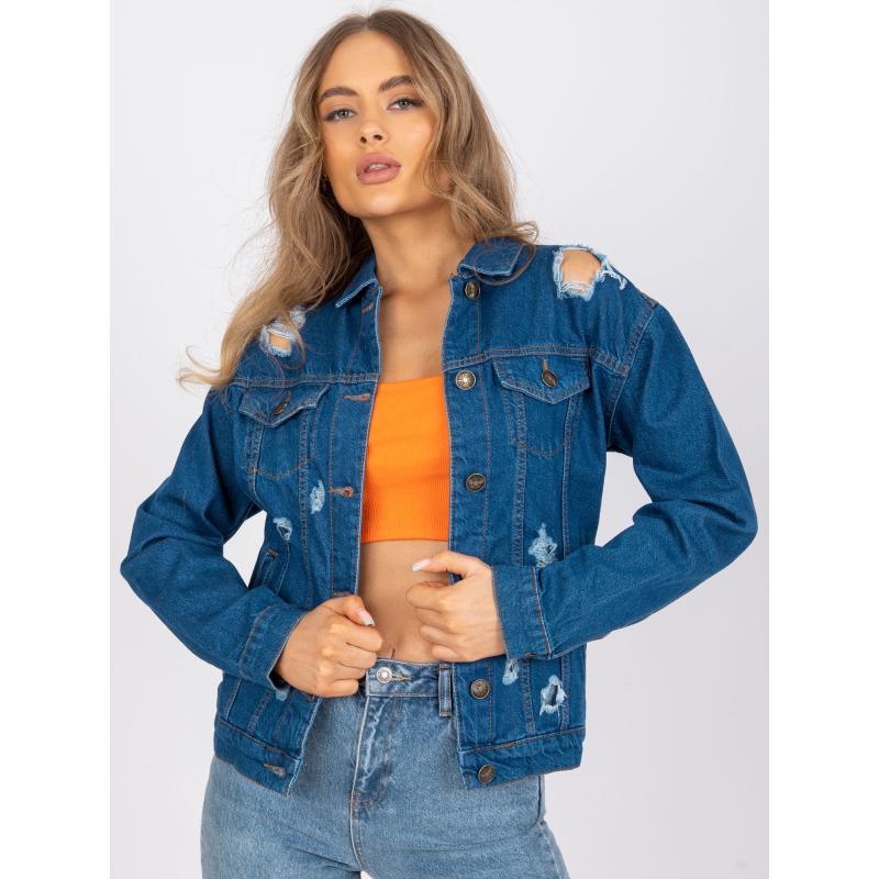 Dámská bunda s dírami džínová RUE PARIS modrá  