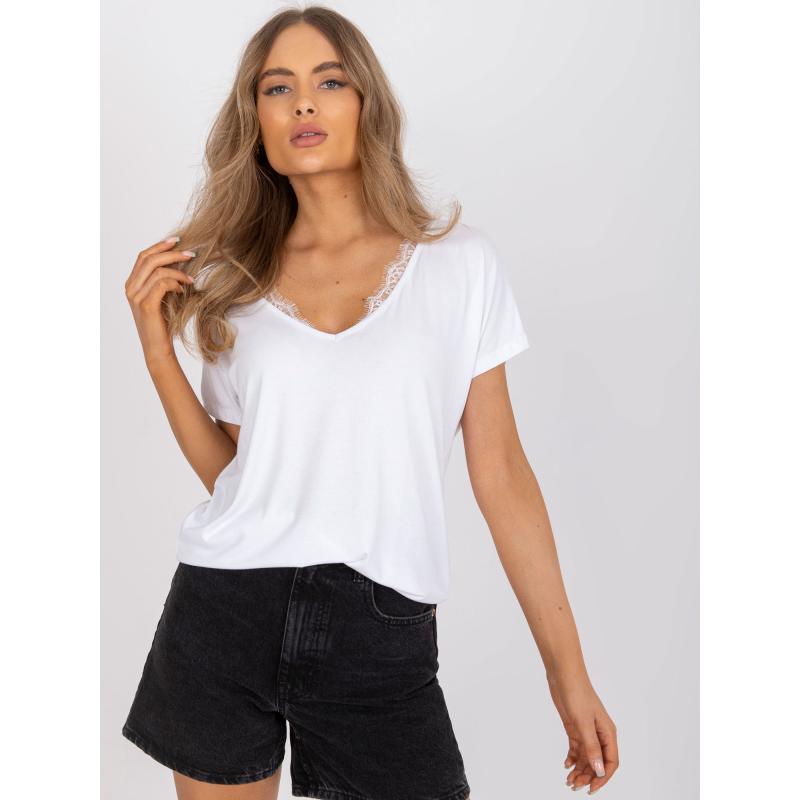 Női V-nyakú póló AILEEN fehér