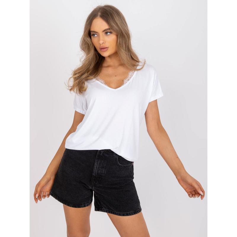 Női V-nyakú póló AILEEN fehér