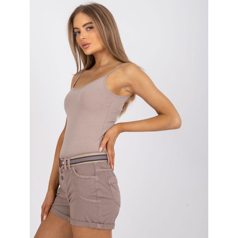 Dámské šortky se zapínáním na knoflíky ležérní ALAMA světle hnědé 