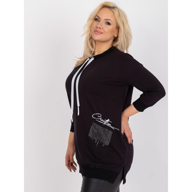 Női pamut plus size tunika díszzsebekkel SYLVIANE fekete