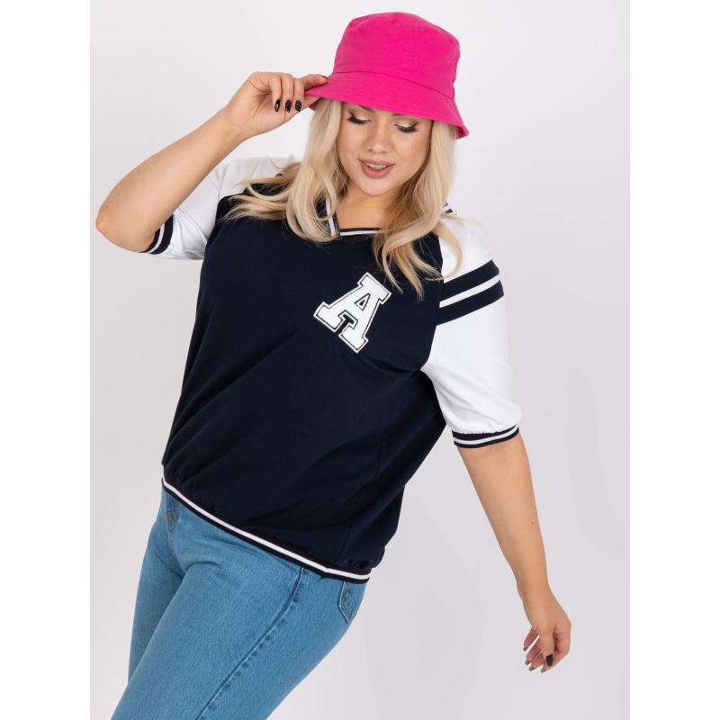 Dámská halenka plus size s krátkým rukávem SHORTY modrobílá 