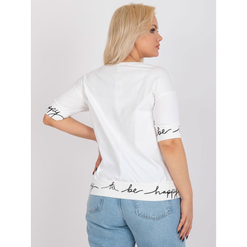 Dámská halenka l olná plus size s kulatým výstřihem JAY ecru