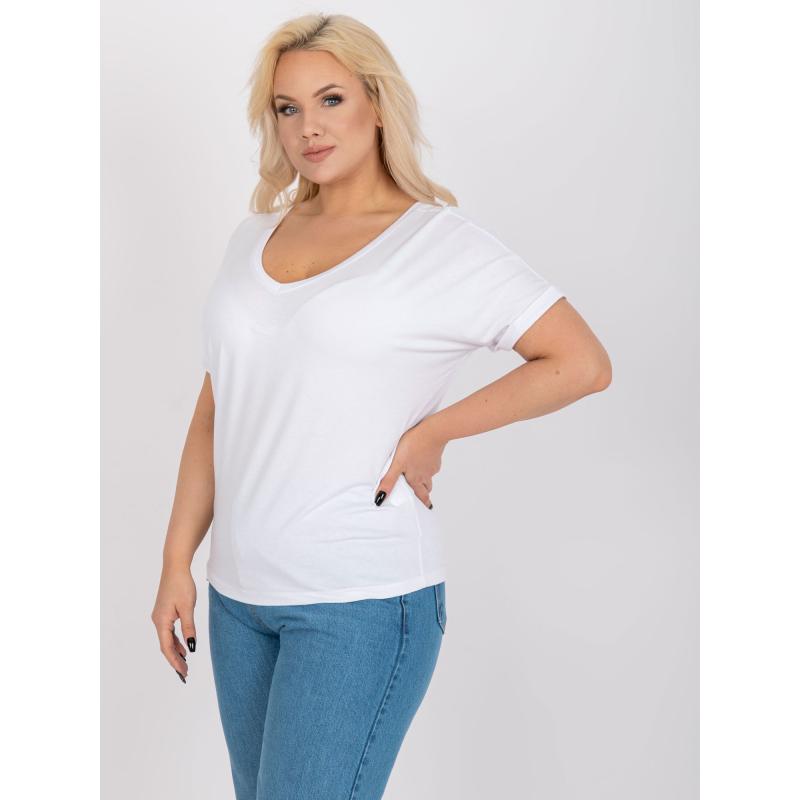 Dámska blúzka s výstrihom do V plus size DINA white