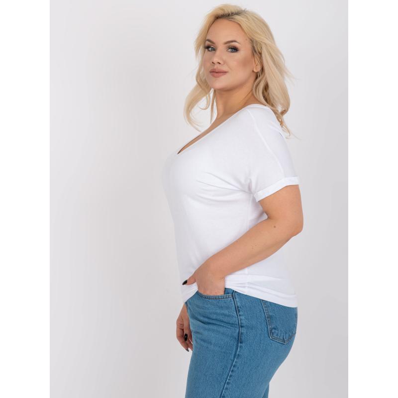Dámska blúzka s výstrihom do V plus size DINA white