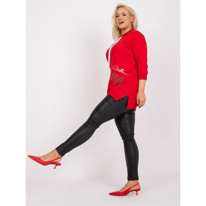 Női plus size pamut tunika applikációval INNA piros
