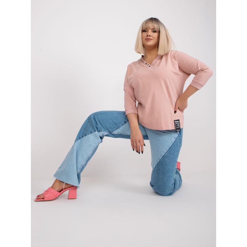 Dámska blúzka s 3/4 rukávmi plus size OLIVIA pink