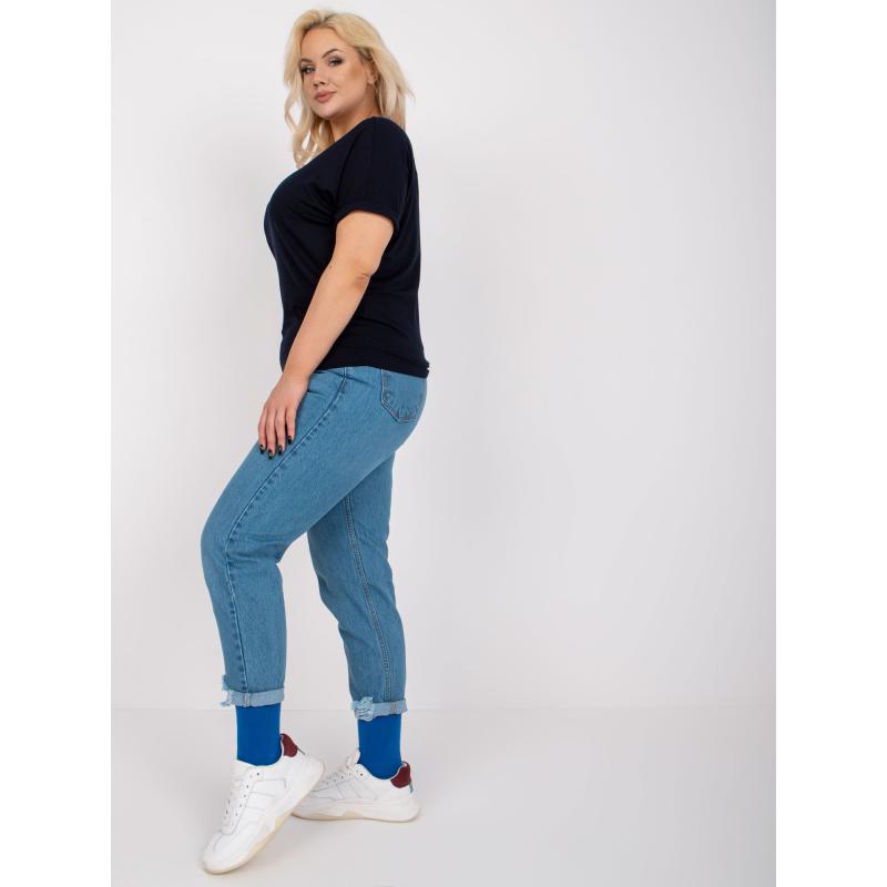 Dámska viskózna blúzka s krátkymi rukávmi plus size DINA navy blue