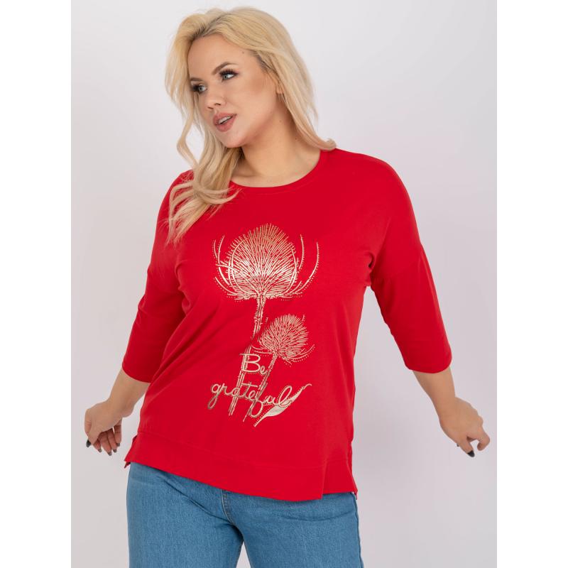 Női nyomtatott pamut plus size blúz JESICCA piros