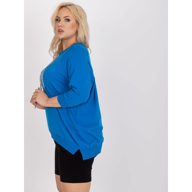 Női plus size blúz arany applikációval AMELIA sötétkék