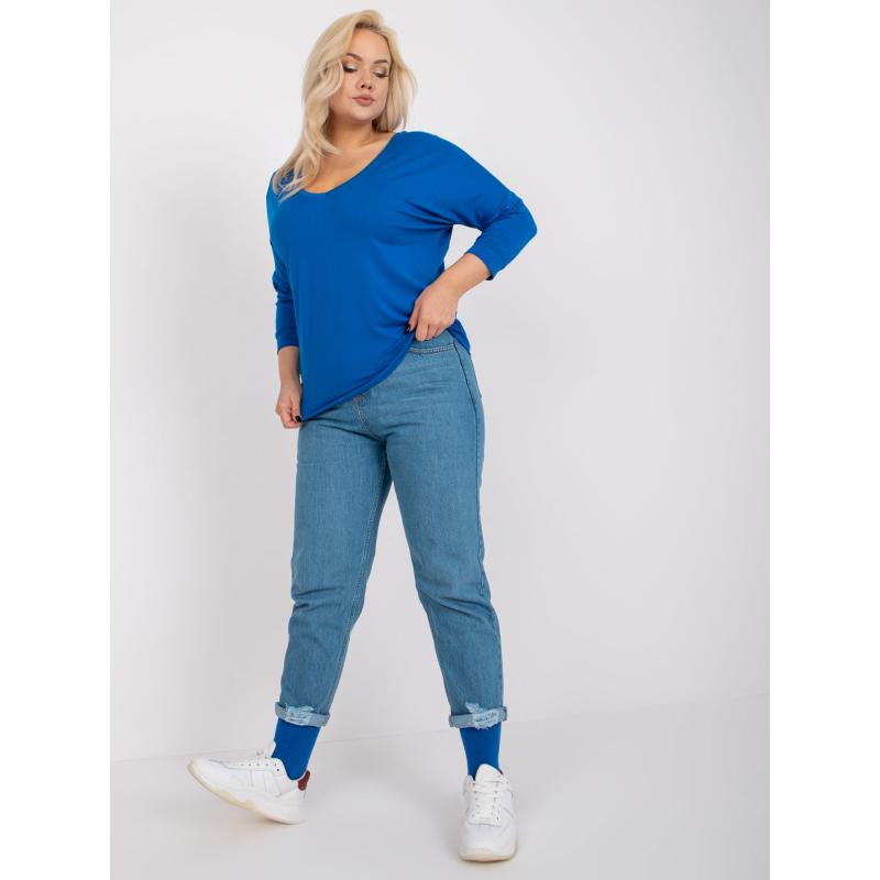 Női plus size blúz a mindennapi viselethez viszkóz GLORIA sötétkék