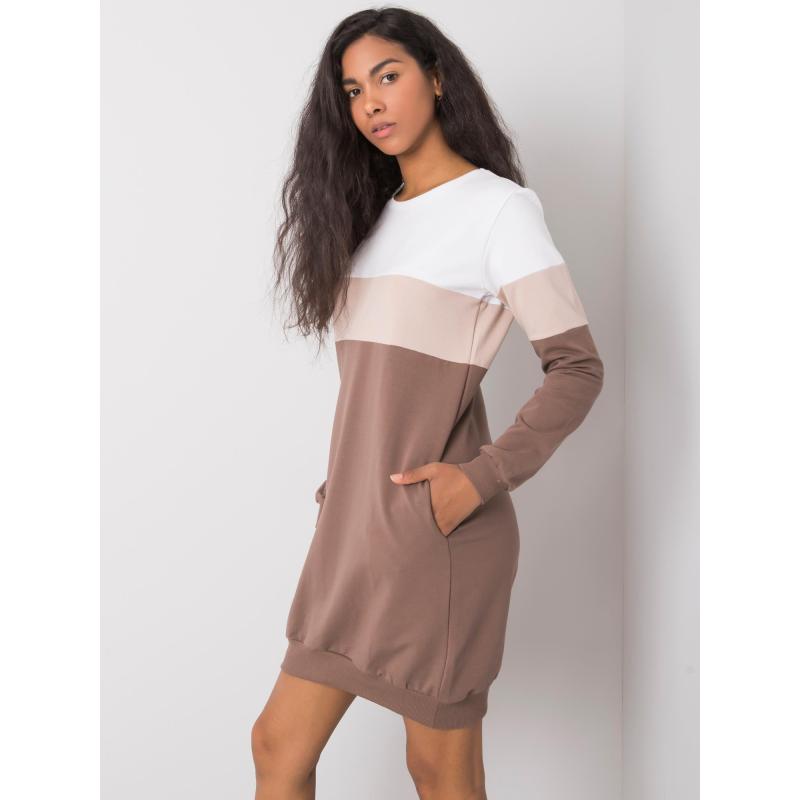 Dámské šaty Feliciana RUE PARIS hnědobílé 