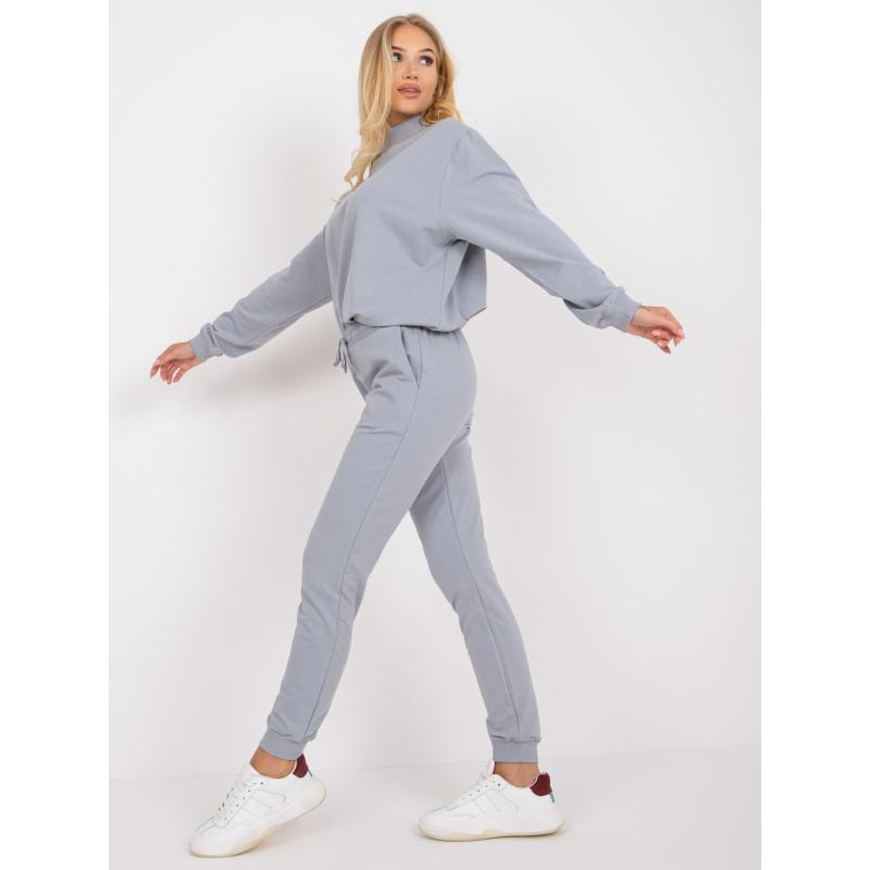 Női melegítőnadrág bordázott derékszíjjal BASIC szürke