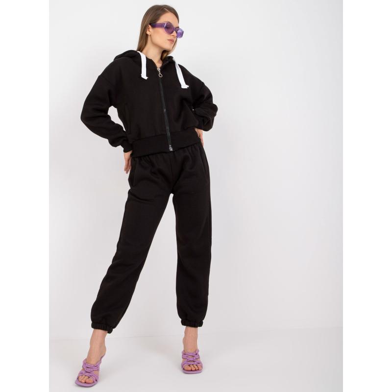 Női tréningruha cipzáras kapucnis pulóverrel GARNET fekete