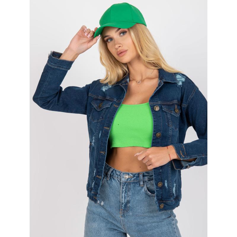 Dámská bunda s kapsami RUE PARIS tmavě modrá 