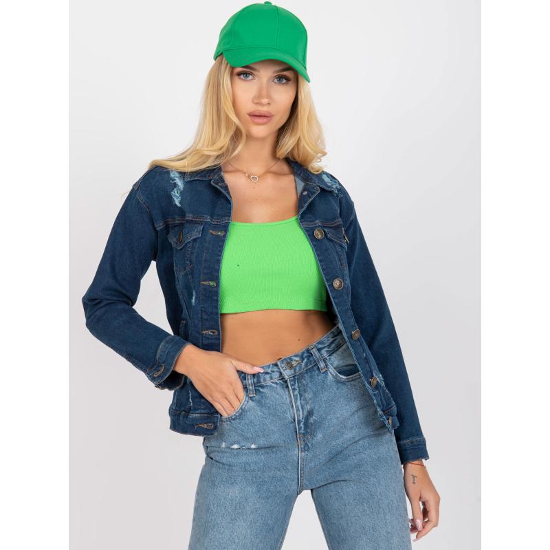 Dámská bunda s kapsami RUE PARIS tmavě modrá 