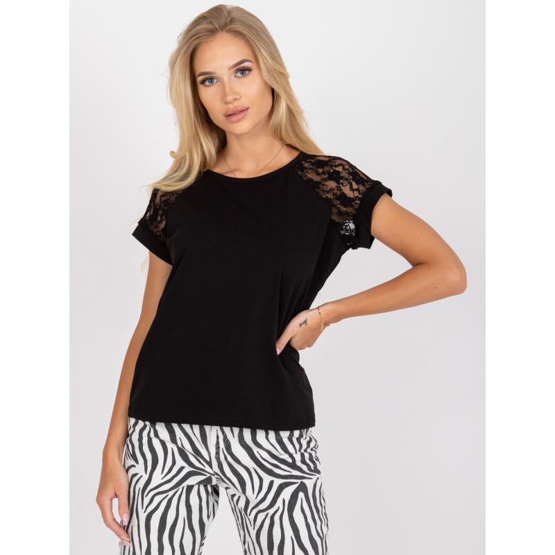 Női hétköznapi pamut blúz RUE PARIS fekete