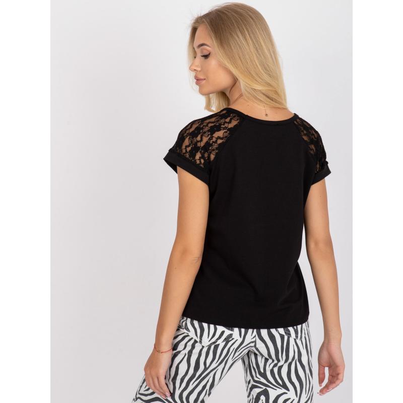 Női hétköznapi pamut blúz RUE PARIS fekete