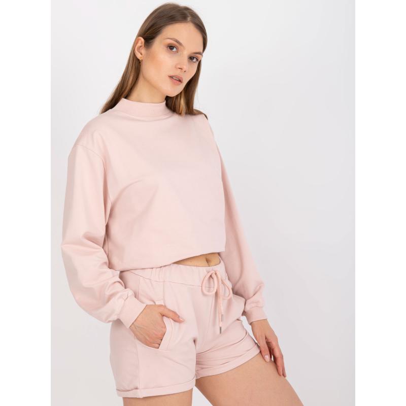 Dámské šortky teplákové s vysokým pasem DAYTOMA světle růžové