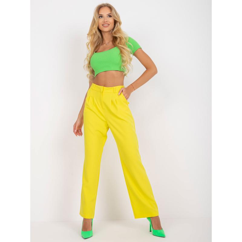 Dámske nohavice s vysokým pásom RUE PARIS žltá