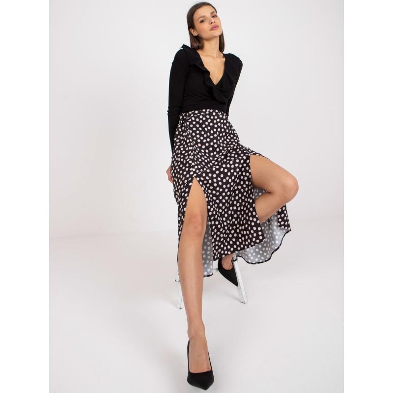 Dámská sukně s vysokým pasem asymetrická midi VILETA černá 