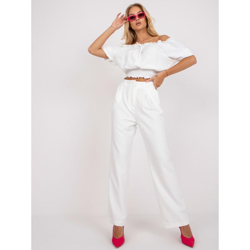 Dámske nohavice so širokými nohavicami RUE PARIS white
