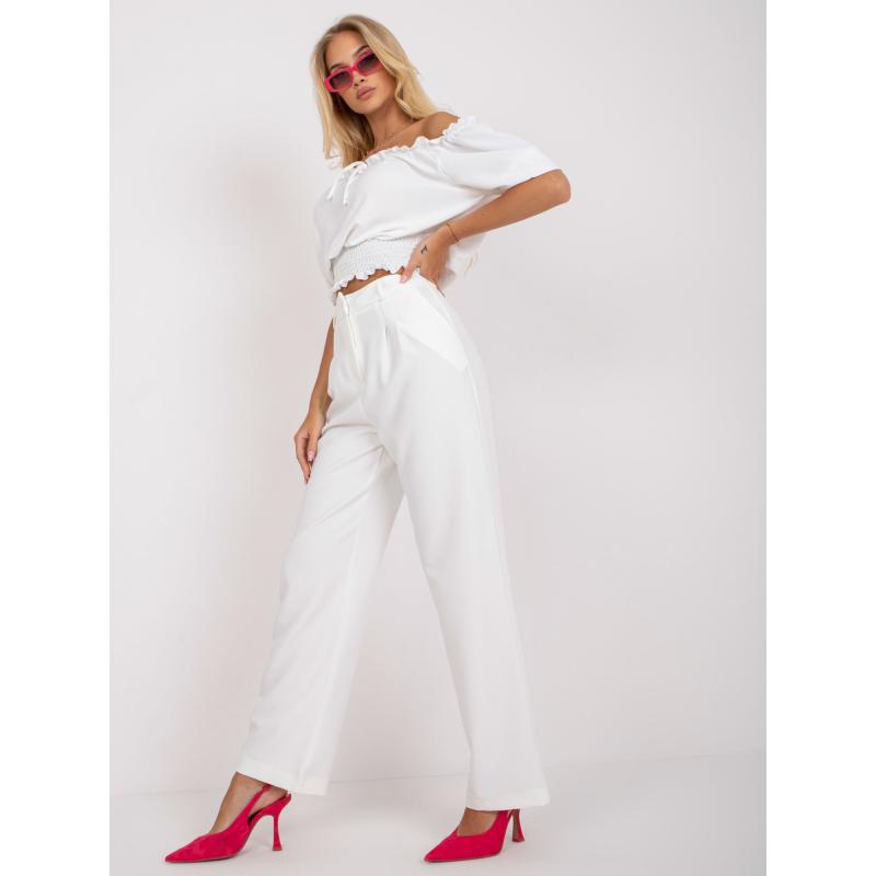 Dámske nohavice so širokými nohavicami RUE PARIS white