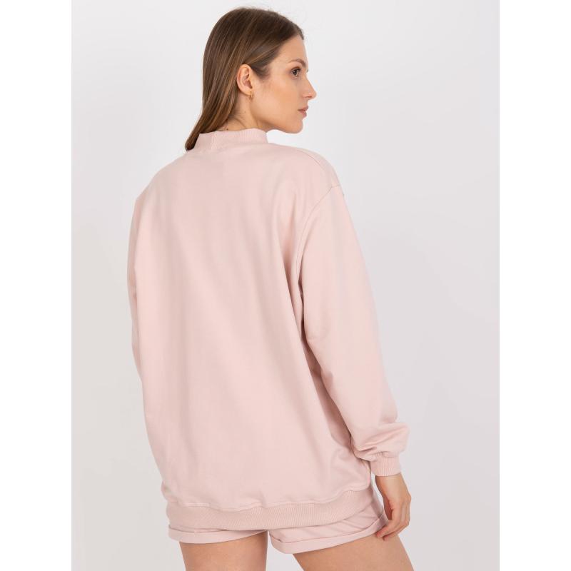 Női pamut pulóver BASIC világos rózsaszínű