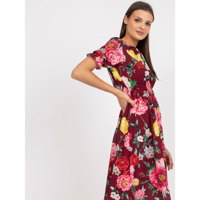 Női nyomtatott midi ruha MELANI burgundi