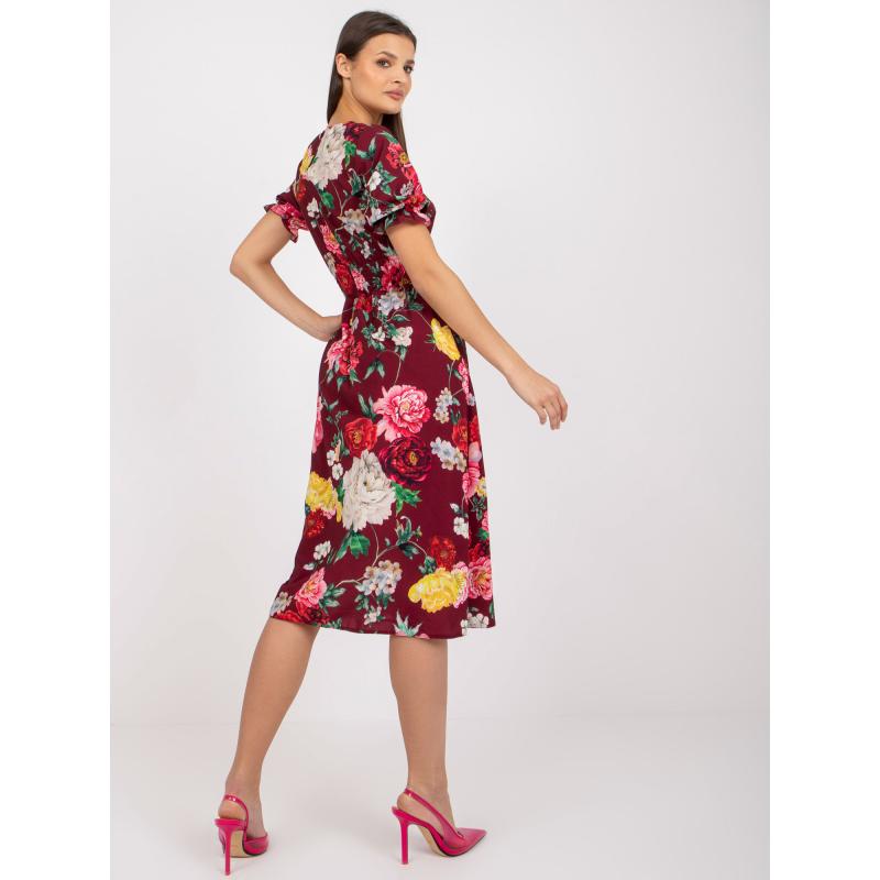 Női nyomtatott midi ruha MELANI burgundi
