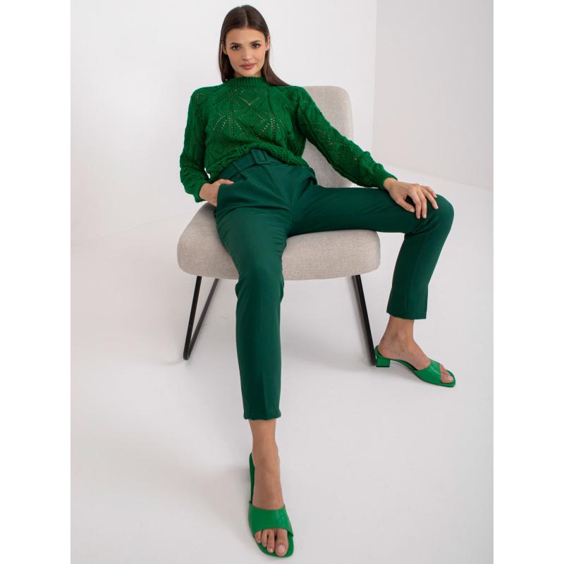Dámské kalhoty po kotníky GIULIA tmavě zelené 