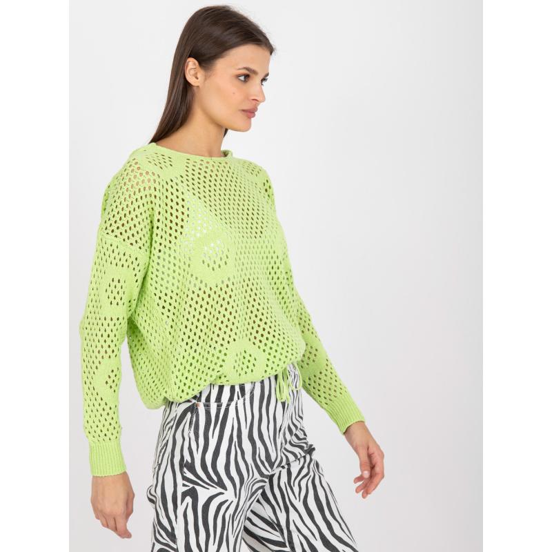 Dámský svetr s kapucí oversize RUE PARIS světle zelený  