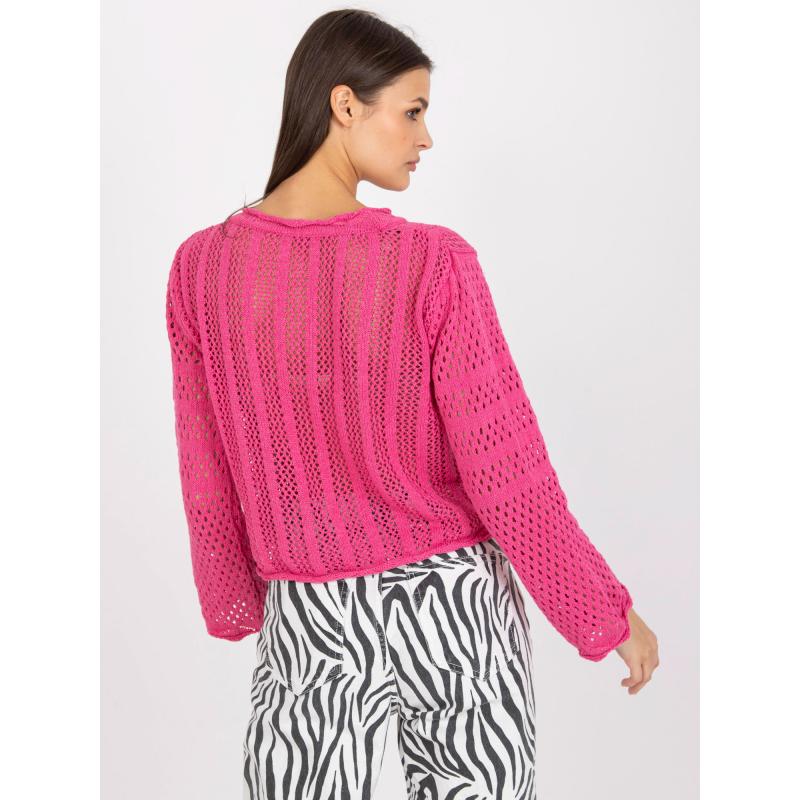 Dámský svetr s vázáním RUE PARIS růžový 