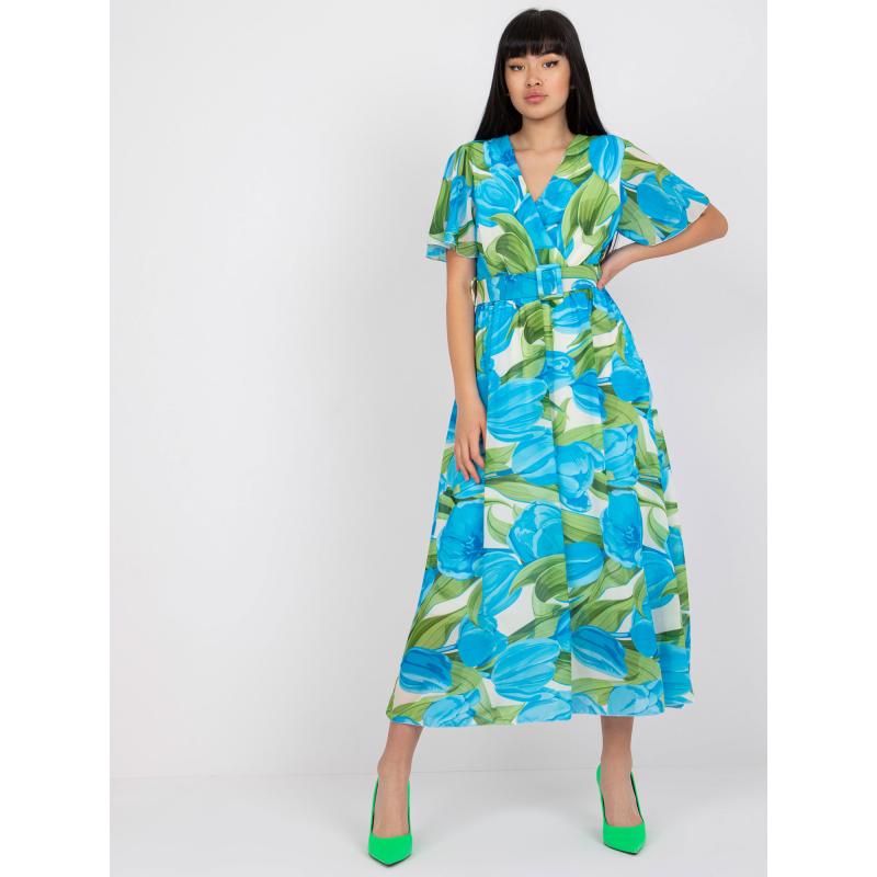 Dámske šaty s potlačou a krátkym rukávom VIA teal