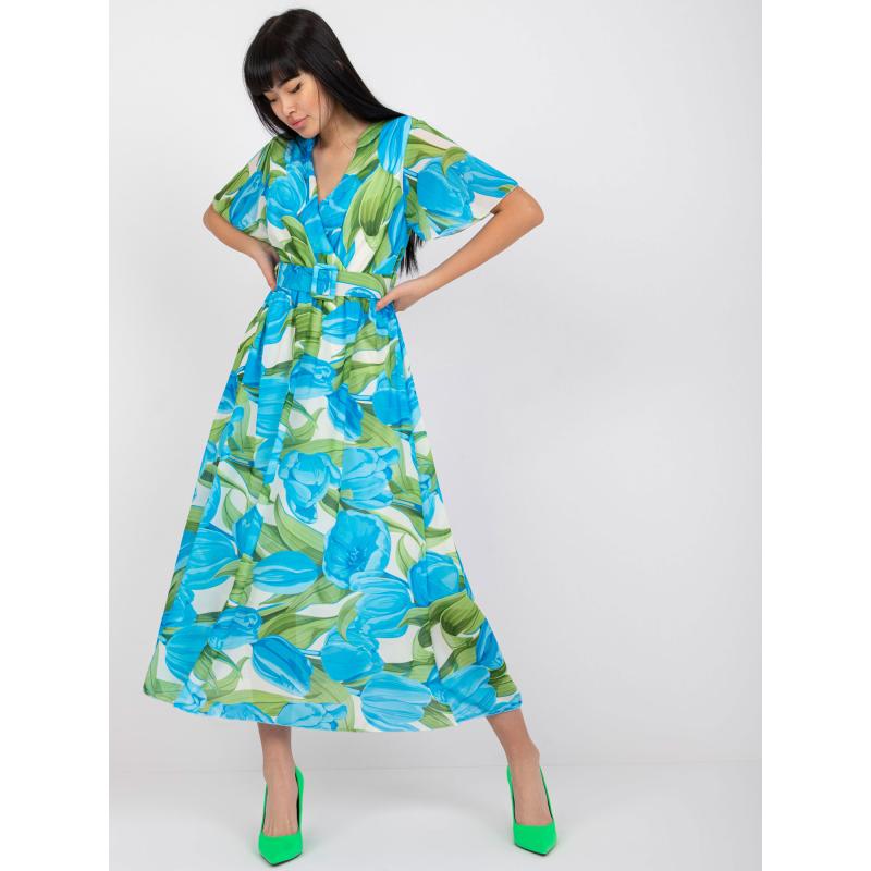 Dámske šaty s potlačou a krátkym rukávom VIA teal