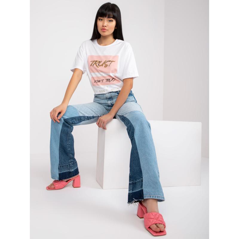 Dámske nadrozmerné tričko s nášivkou a potlačou OVER biele