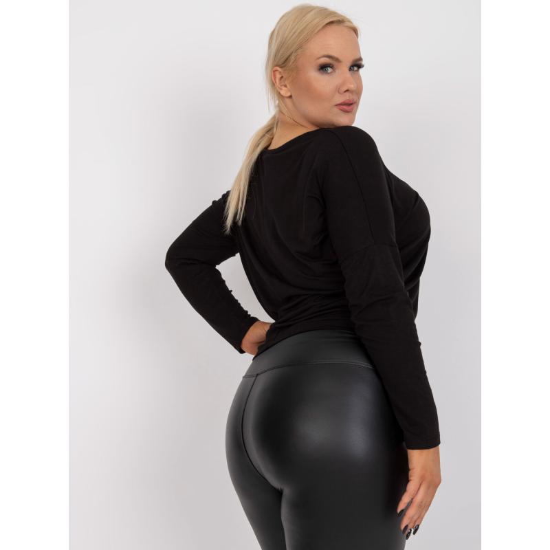 Női hosszú ujjú sima plus size blúz ELISA fekete