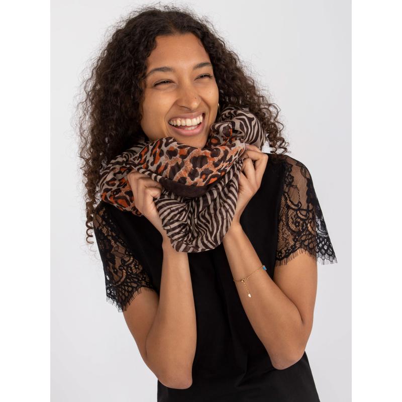 Dámská šála s potiskem LENORA hnědá a béžová