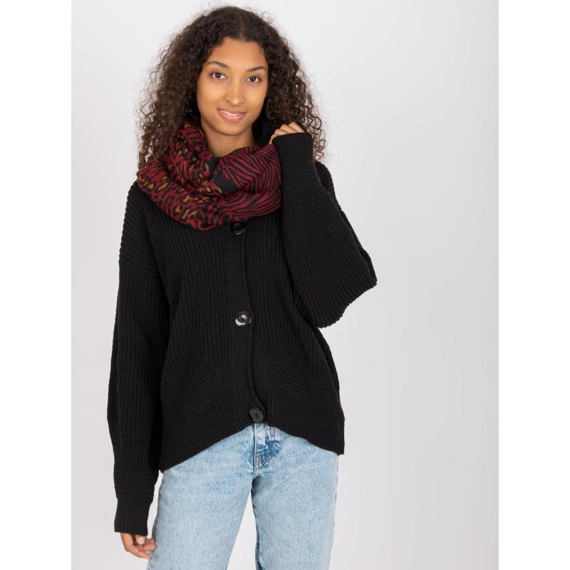 Dámská šála s potiskem EVALYN černá a bordó