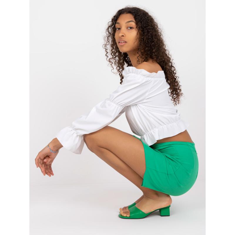 Női magas derekú miniszoknya RUE PARIS zöld