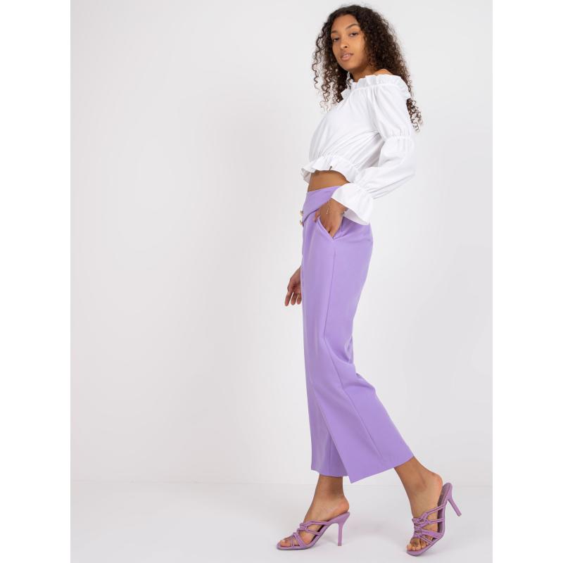 Női széles szárú nadrág RUE PARIS lila