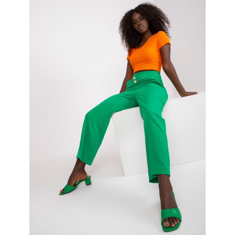 Dámske nohavice s vreckami RUE PARIS zelené