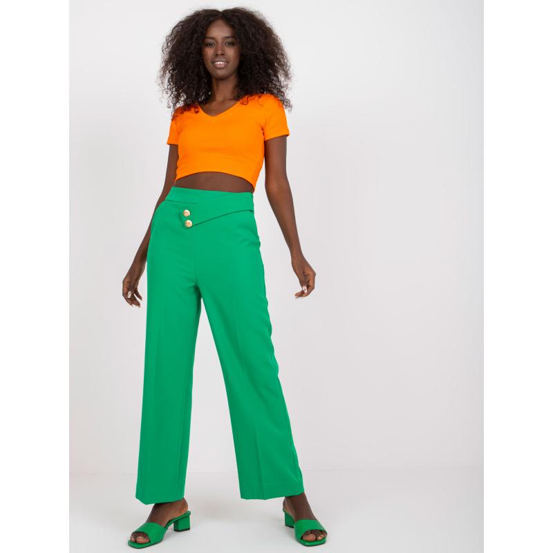 Dámske nohavice s vreckami RUE PARIS zelené